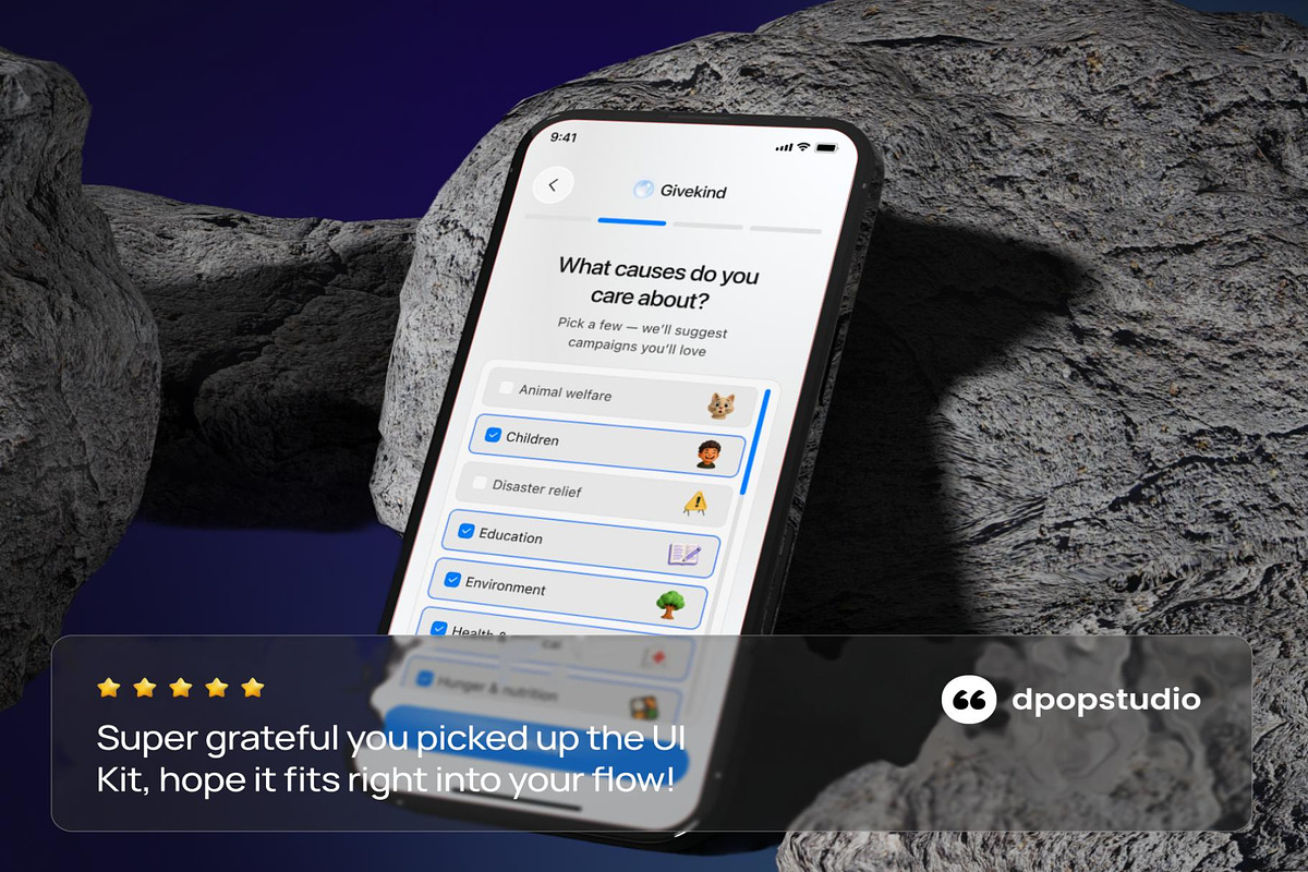 GiveKind - Charity Mobile App UI KIT, an UI Kit Template by Creative Perspective (Photo 8 of 8)