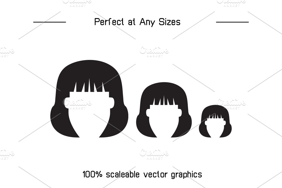 Hairstyle and Wig Illustrations Set, an Illustration by Designfour (Photo 7 of 7)