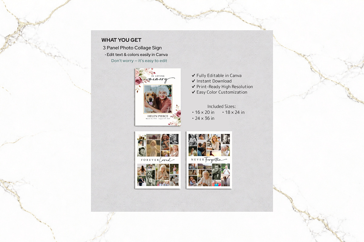 3 Panel Funeral Collage Canva FR008, a Poster Template by TyphoonStudio (Photo 2 of 9)
