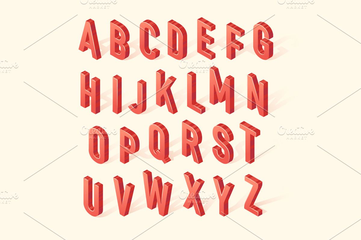 Isometric vector font, 2 colors preview 3