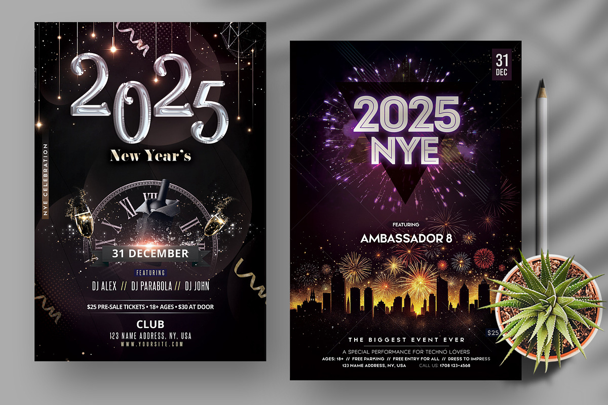 2025 New Year - 4 Flyer Templates, a Flyer Template by PixelsDesign (Photo 3 of 3)