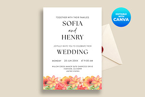 Minimalist Floral Wedding Invitation