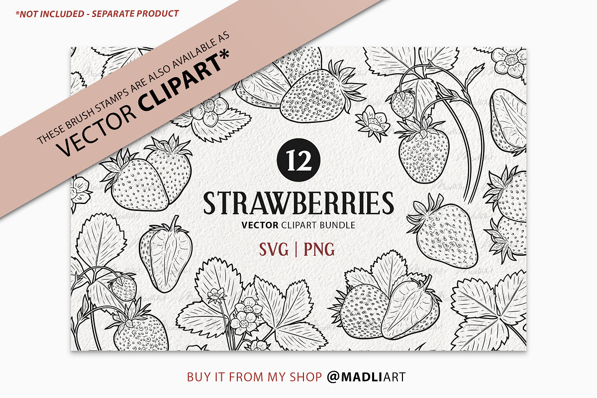 Strawberry Procreate Brush Stamps, a Shape Add-On by MadliArt (Photo 5 of 5)