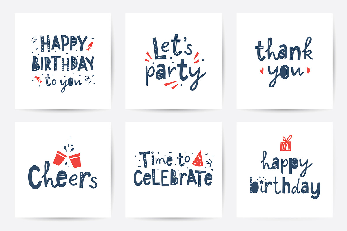 Birthday 6 cards with lettering, a Decorative Illustration by redcollegiya design (Photo 4 of 5)