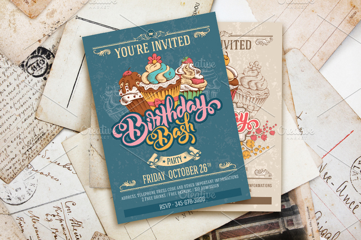 Birthday Bash Invitation Template, an Invitation Template by Vector beauty (Photo 1 of 2)