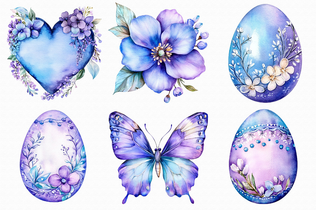 Watercolor Purple Easter Clipart Bun, an Illustration by Libby Wishes (Photo 6 of 7)