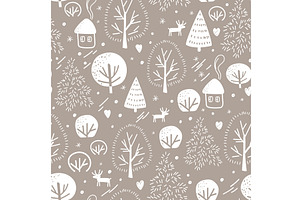 Seamless pattern with icy wood, an Illustration by Toltemara