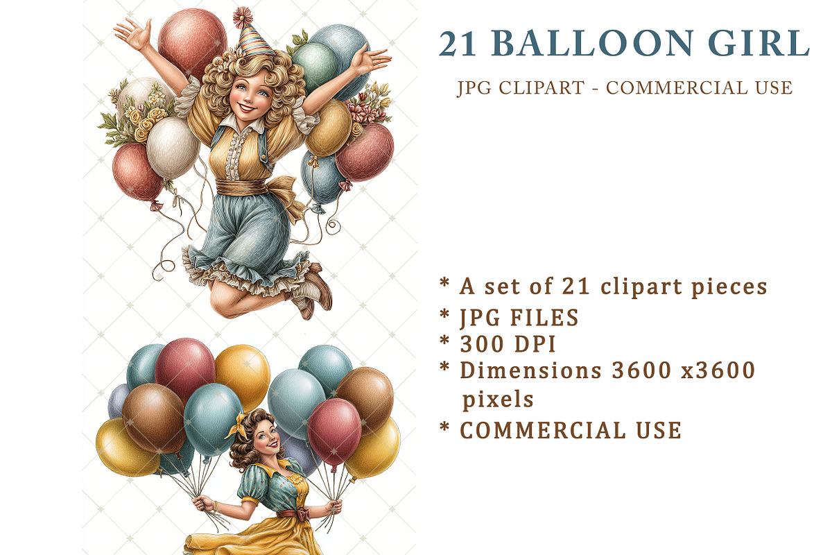 Balloon girl Clipart JPG, a Person Illustration by Memories By Lea (Photo 2 of 18)