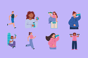 Healthy Lifestyle Illustration Set, a Templates & Theme by studiogstock