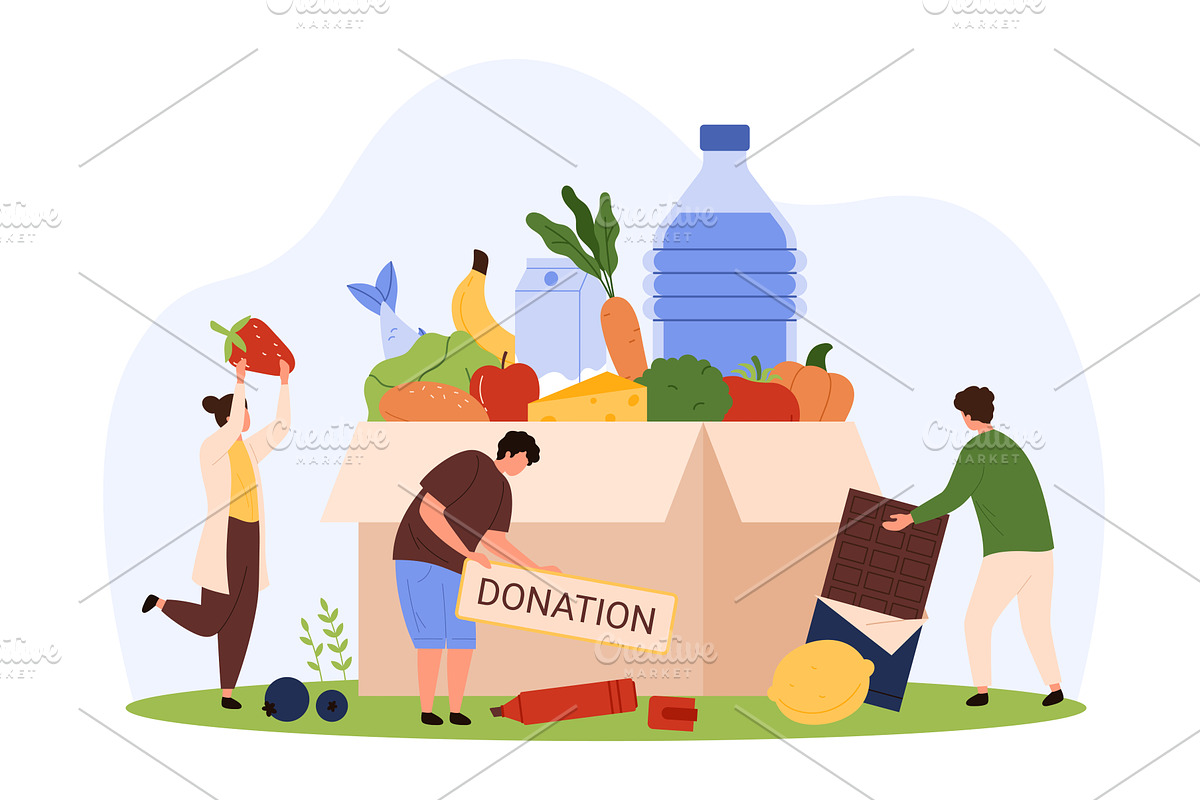 Charity and food delivery, a Person Illustration by Flashvector