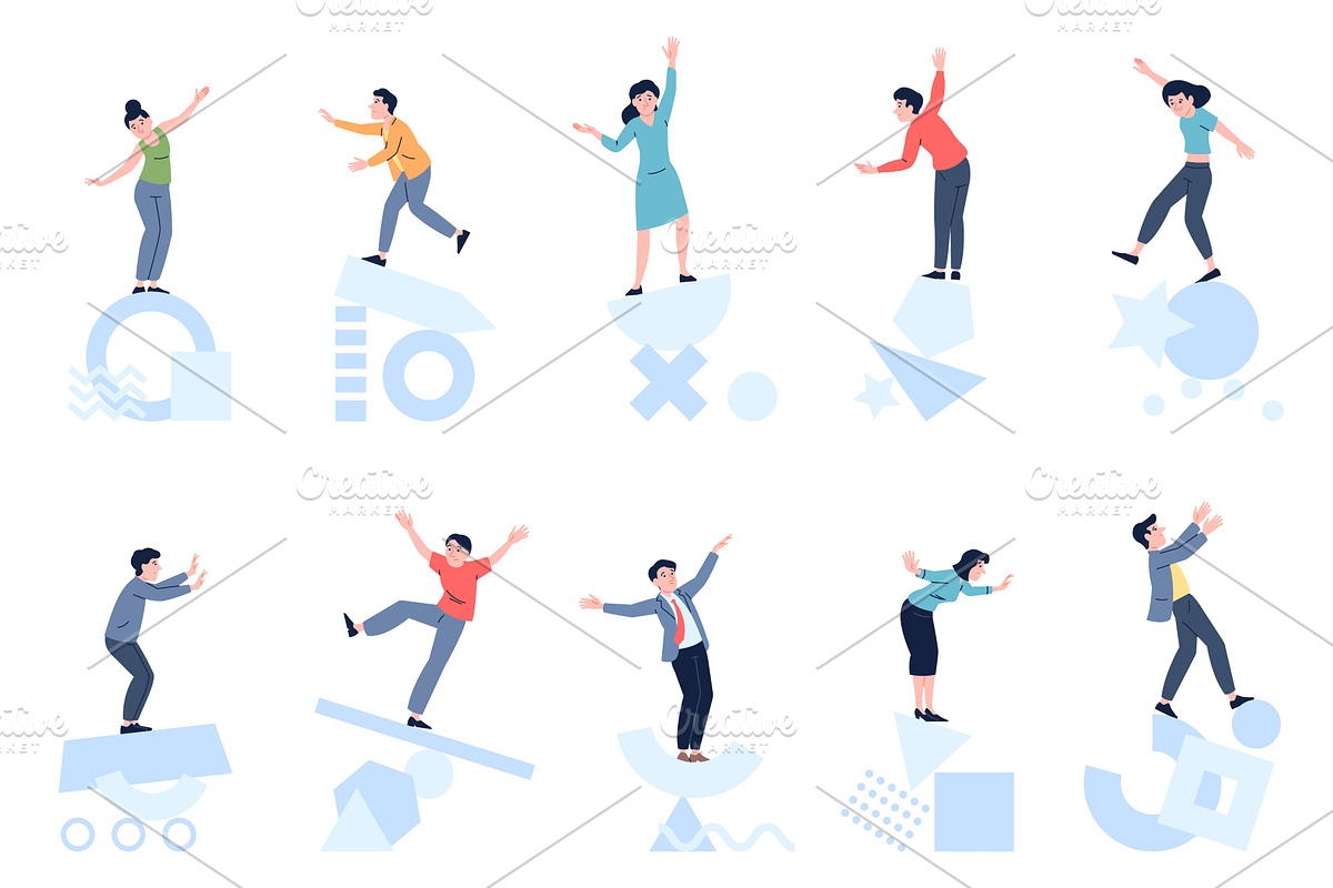 Instability. People stand on, a Person Illustration by LadadikArt