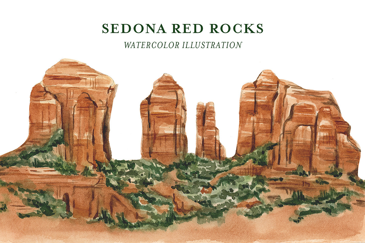 Sedona Watercolor Illustration, an Illustration by Lavender And Sea (Photo 1 of 2)