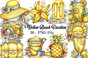 Yellow Beach Vacation Clipart, an Empty State Illustration by SVGArt
