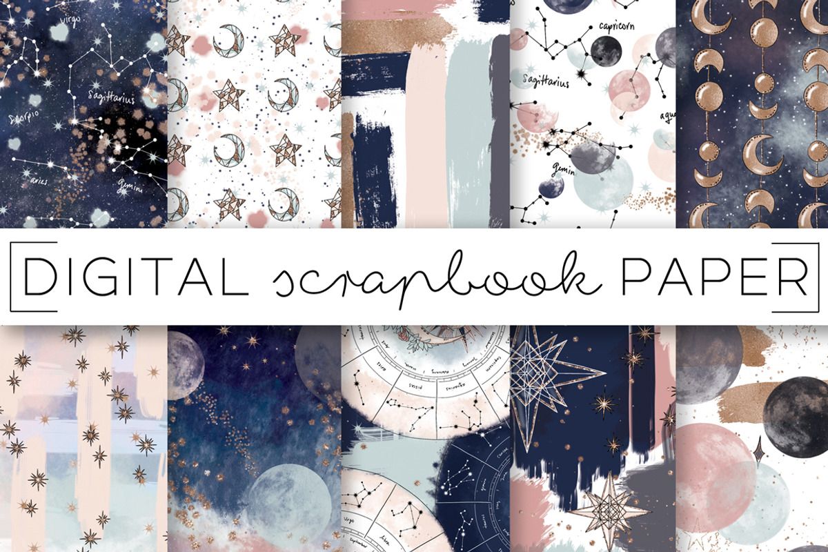 Navy Moon & Stars Digital Papers, a Pattern Graphic by TWG Designs (Photo 1 of 3)