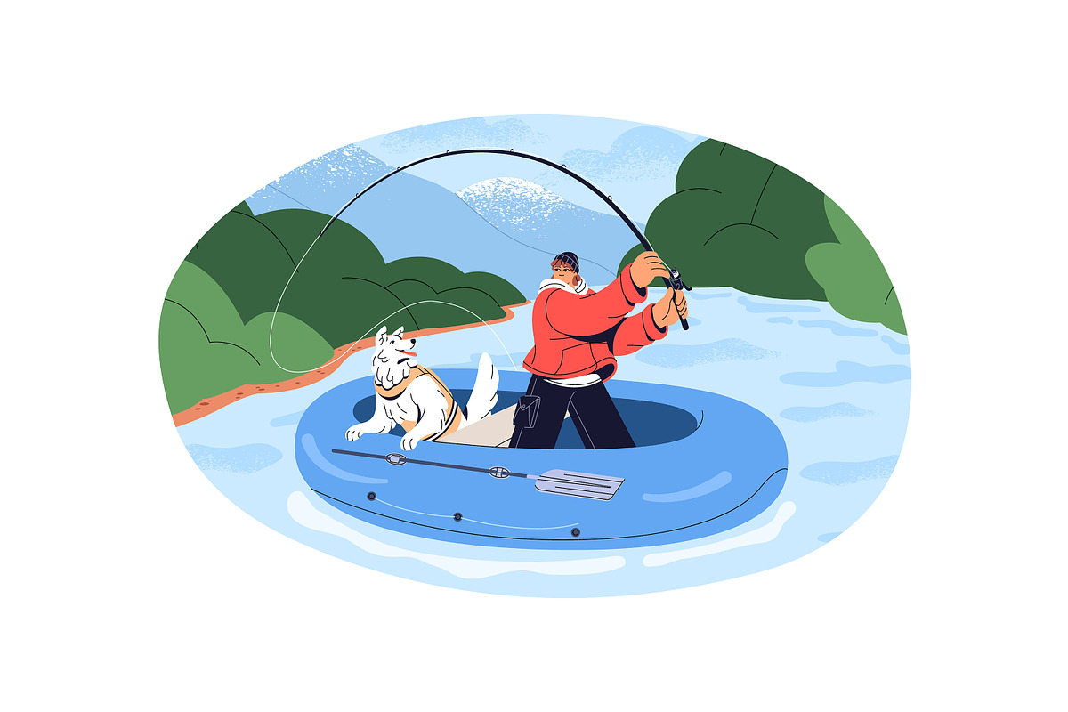 People fishing in summer set, a Person Illustration by PaperTrident (Photo 5 of 5)
