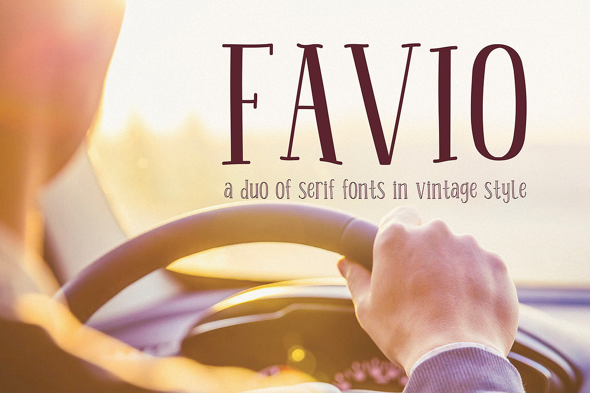 Favio - playful duo of vintage fonts, a Serif Font by Anastasia Cuza (Photo 1 of 9)