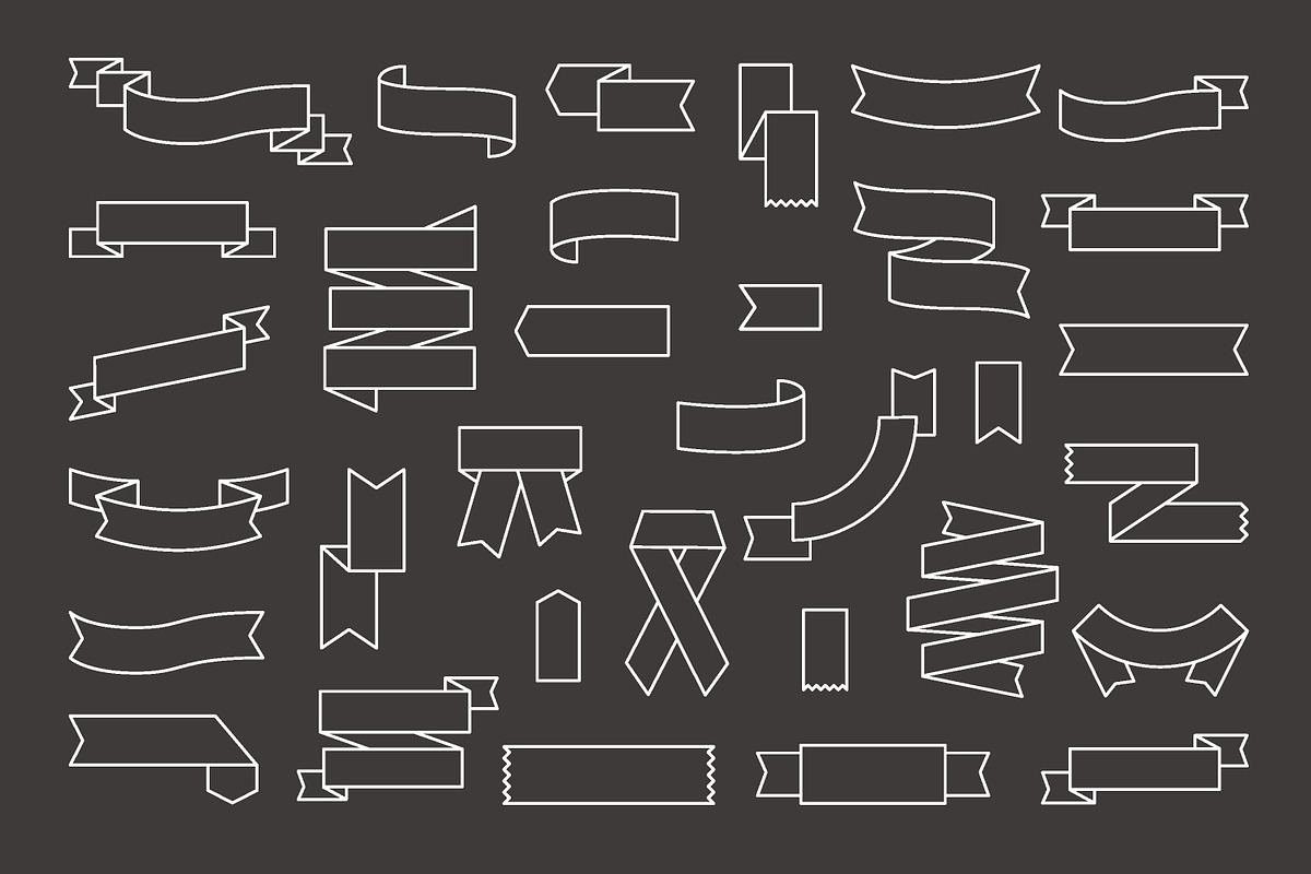 Ribbon line art set, a Decorative Illustration by Good Studio
