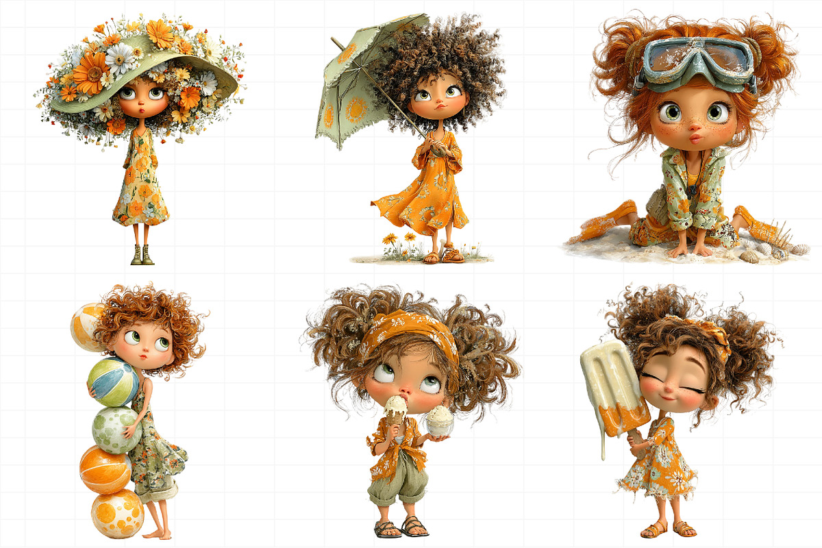 Summer Funny Girls Clipart, an Illustration by Daily.Designs (Photo 4 of 6)