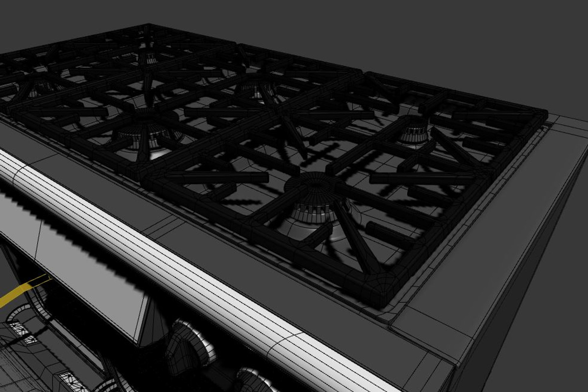48 inch Gas Range Cooker, a Furniture 3D Model by kjpargeterimages (Photo 9 of 12)