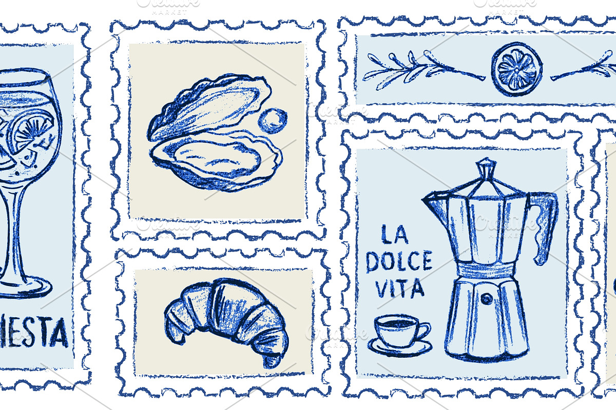 Hand drawn Amalfi coast postage, a Food Illustration by Zimages (Photo 2 of 3)