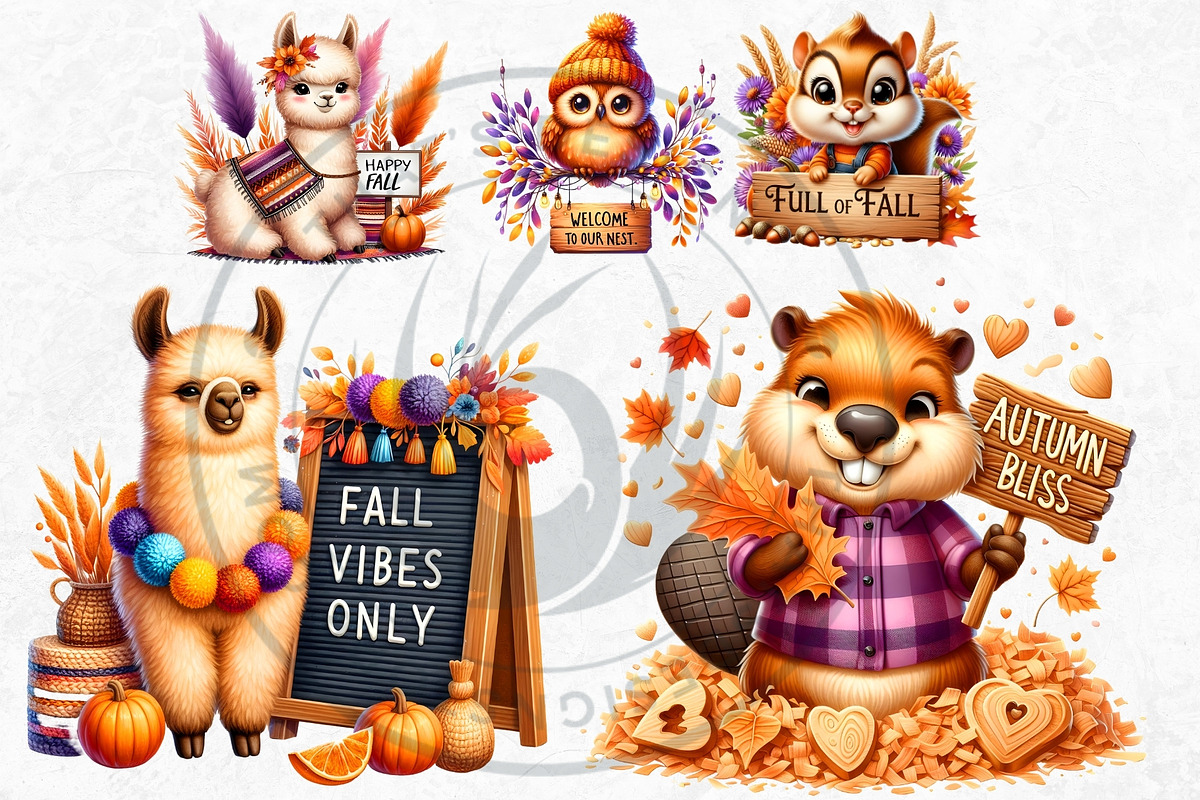 Autumn Cute animals with signs, a Seasonal Illustration by ThatsDesignArt (Photo 7 of 10)