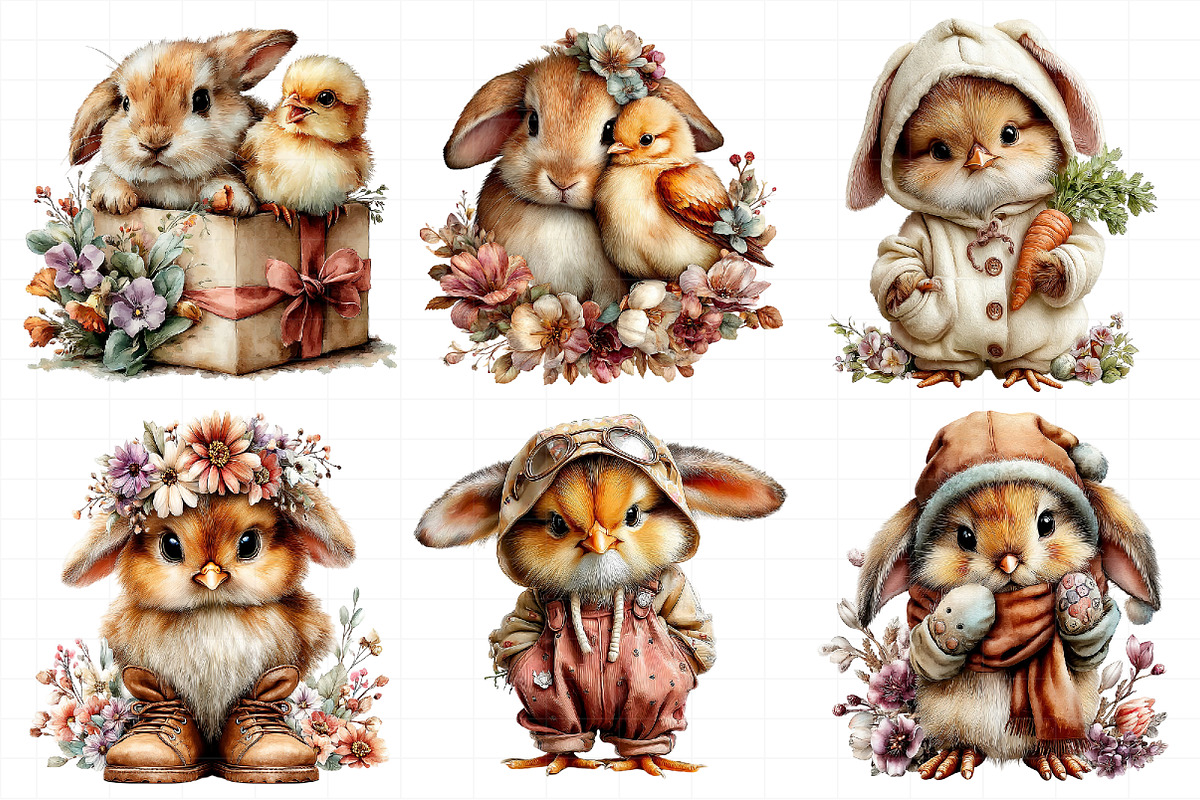 Easter Bunny Chick Clipart, an Illustration by Daily.Designs (Photo 5 of 7)