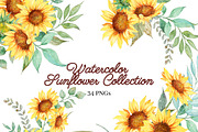 Watercolor Sunflowers Bouquets, an Object Illustration by ArtbyHien (Thumbnail 1 of 5)
