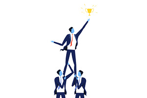 Two Businessman Supporting their, a Person Illustration by TopVectors