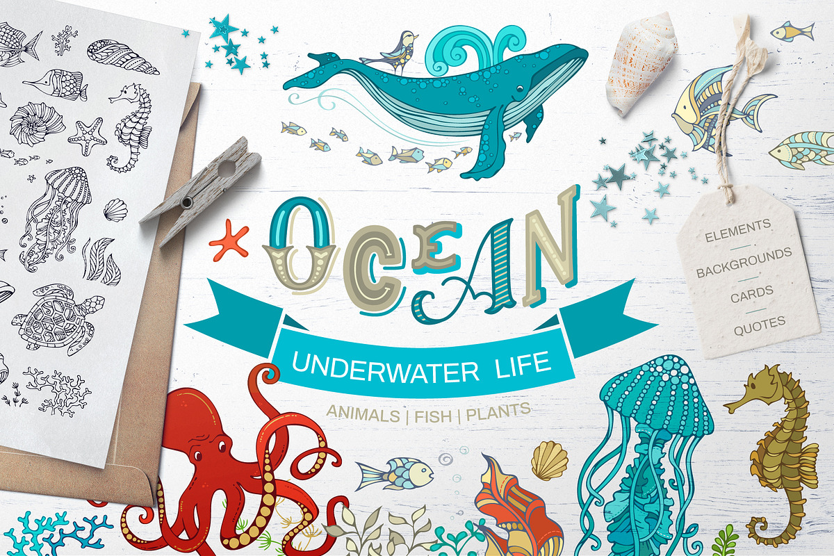 Ocean Underwater Life, an Animal Illustration by MaljukArt (Photo 1 of 13)