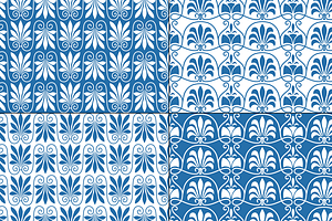 Blue White Greek Ornamental Patterns