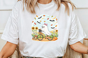 Halloween Fall Ghost Cat Flowers Aut, an Illustration by DreamArtGraphic (Thumbnail 2 of 4)