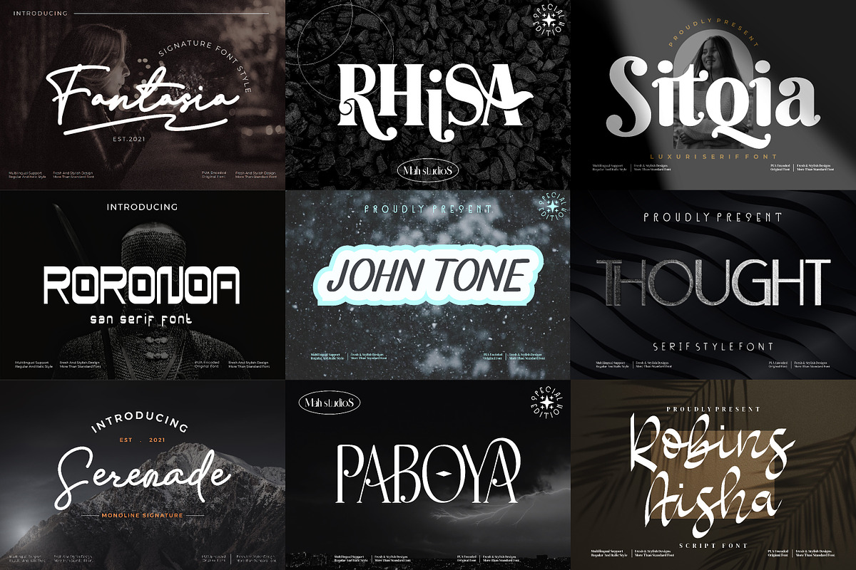 Display & Script Font Bundle, a Serif Font by mahstudios