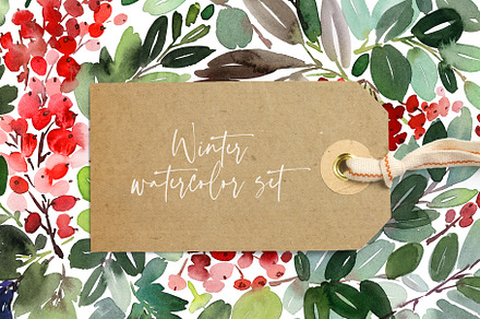 Winter Watercolour Christmas Set, a Card Template by Karma