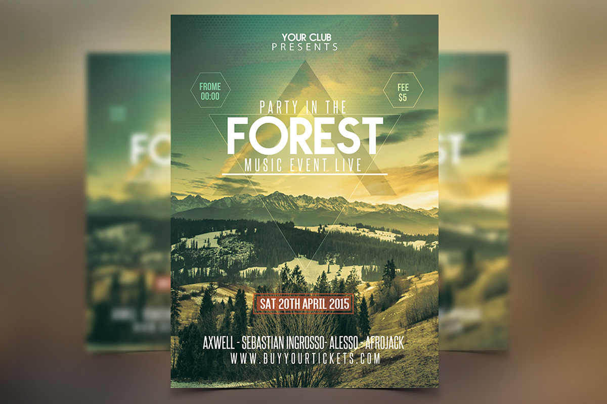 Forest Party/Festival Flyer Template, a Flyer Template by Graphicfy Templates (Photo 3 of 5)