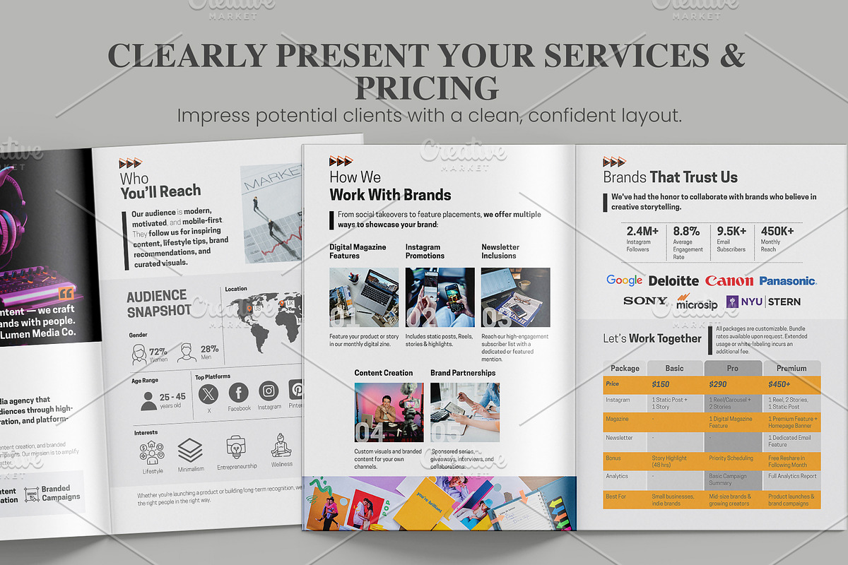 Modern Media Kit Template for Canva, a Brochure Template by Oshin Design (Photo 6 of 7)