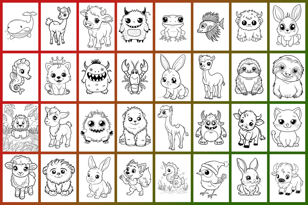 Cute Animals Coloring Page, a Graphic by Forhadx5 (Photo 7 of 12)