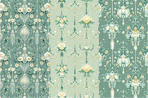 12 Sage And Lace Seamless Patterns