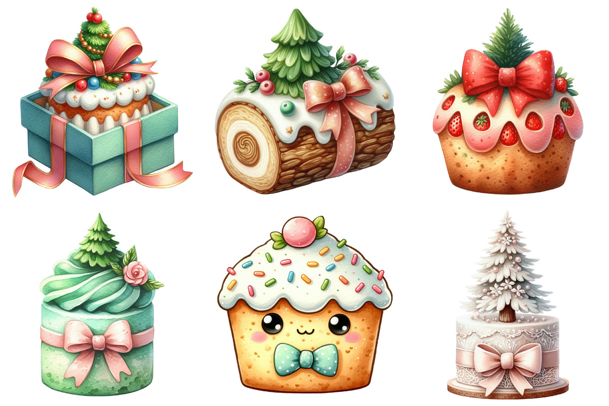 Cute Christmas Tree Cake Bow Clipart, an Illustration by Daily.Designs (Photo 4 of 5)