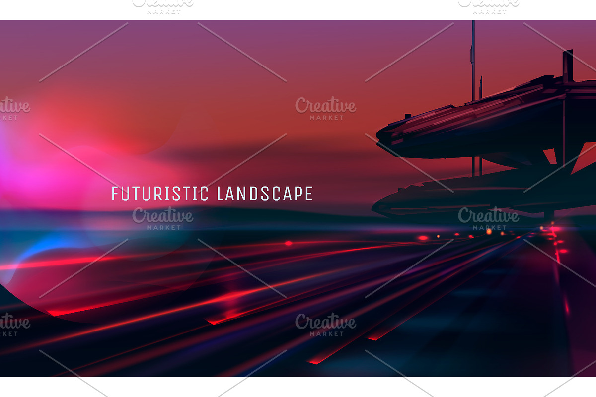 Vector Futuristic Landscape Set, a Technology Illustration by Zonda (Photo 10 of 12)