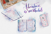 Digital nomad girl, watercolor set, a Technology Illustration by Kate Snitser (Thumbnail 3 of 6)