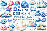 Clouds Simple Drawing Clipart, an Illustration by Sublimation Artist (Thumbnail 1 of 6)