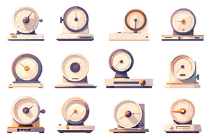Set of cartoon old store mechanical, an Illustration by LadadikArt