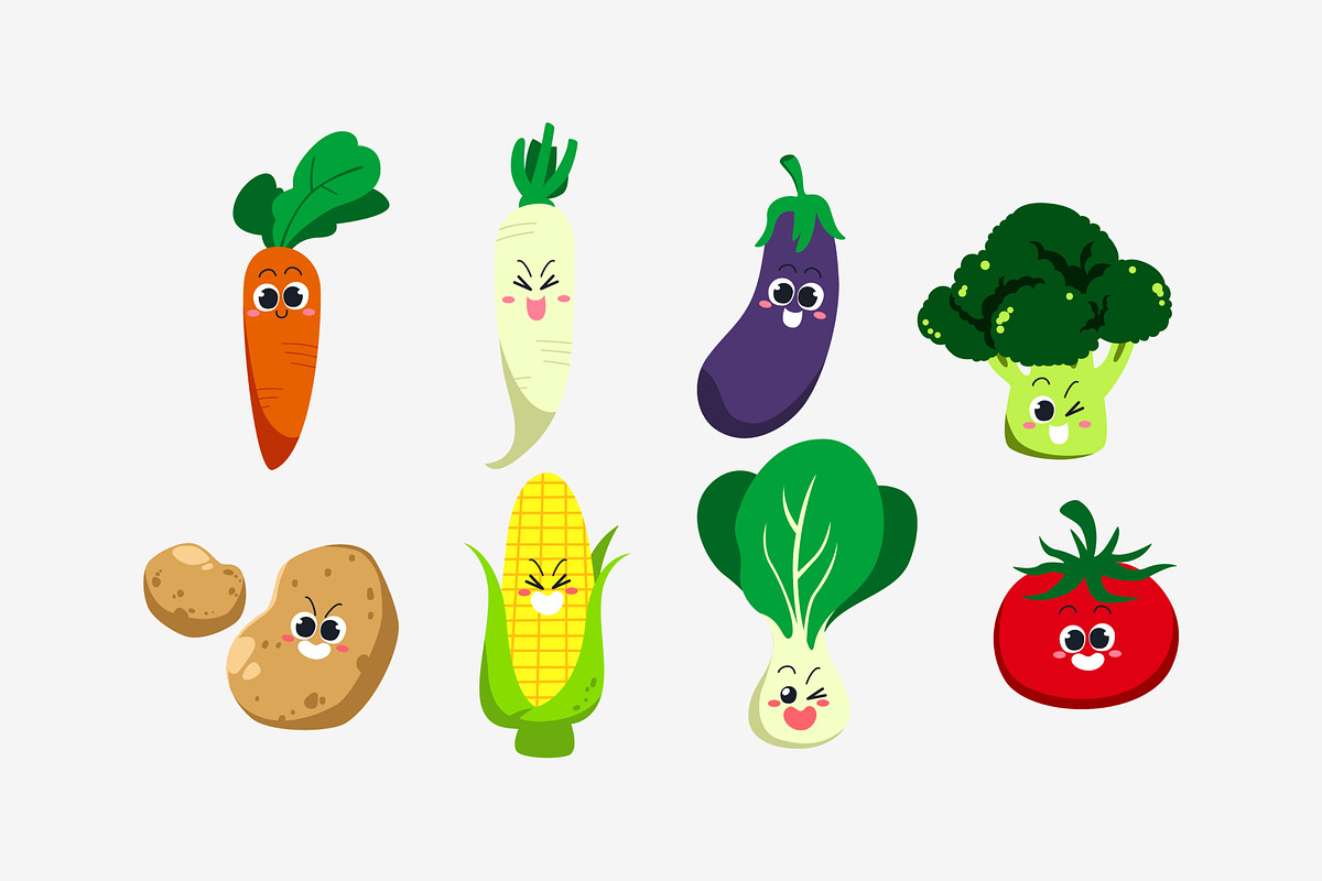 Cute Vegetable Doodle Illustration, an Object Graphic by SLAB! Design (Photo 2 of 3)