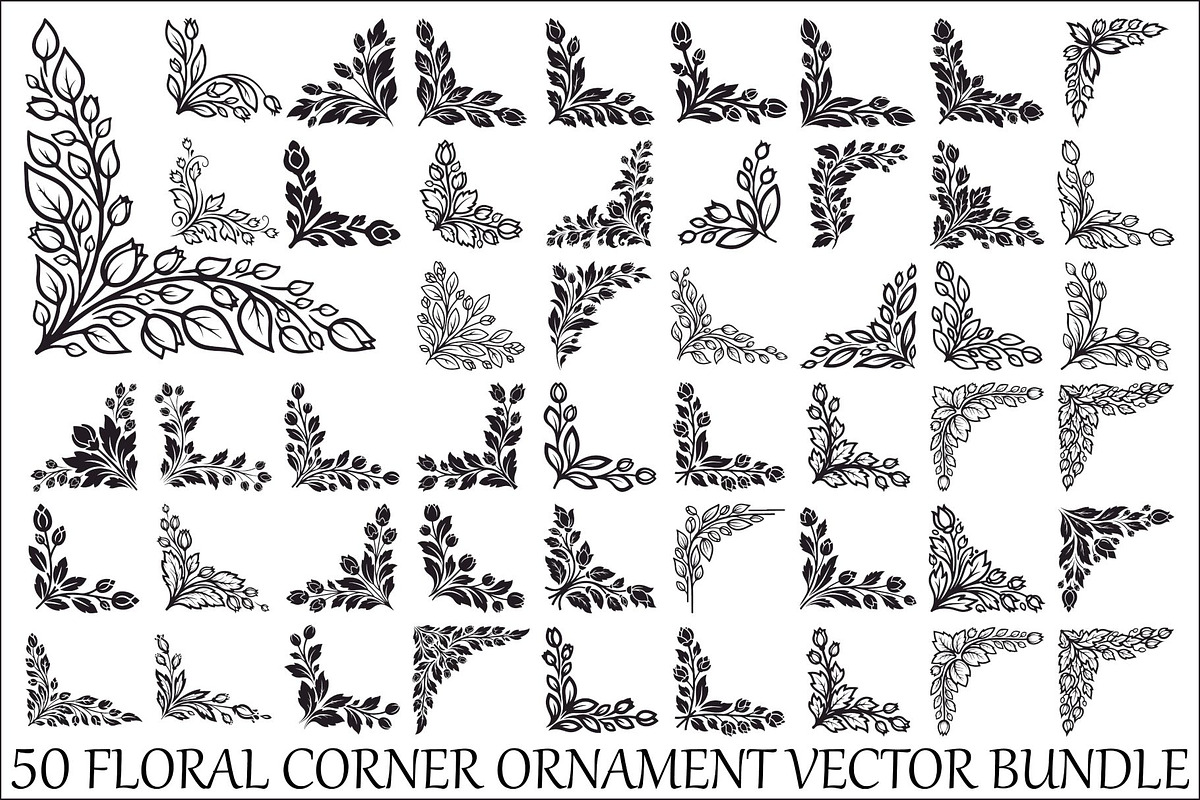 Floral Corner Ornament Vector Bundle, an Illustration by Designs_River (Photo 1 of 51)