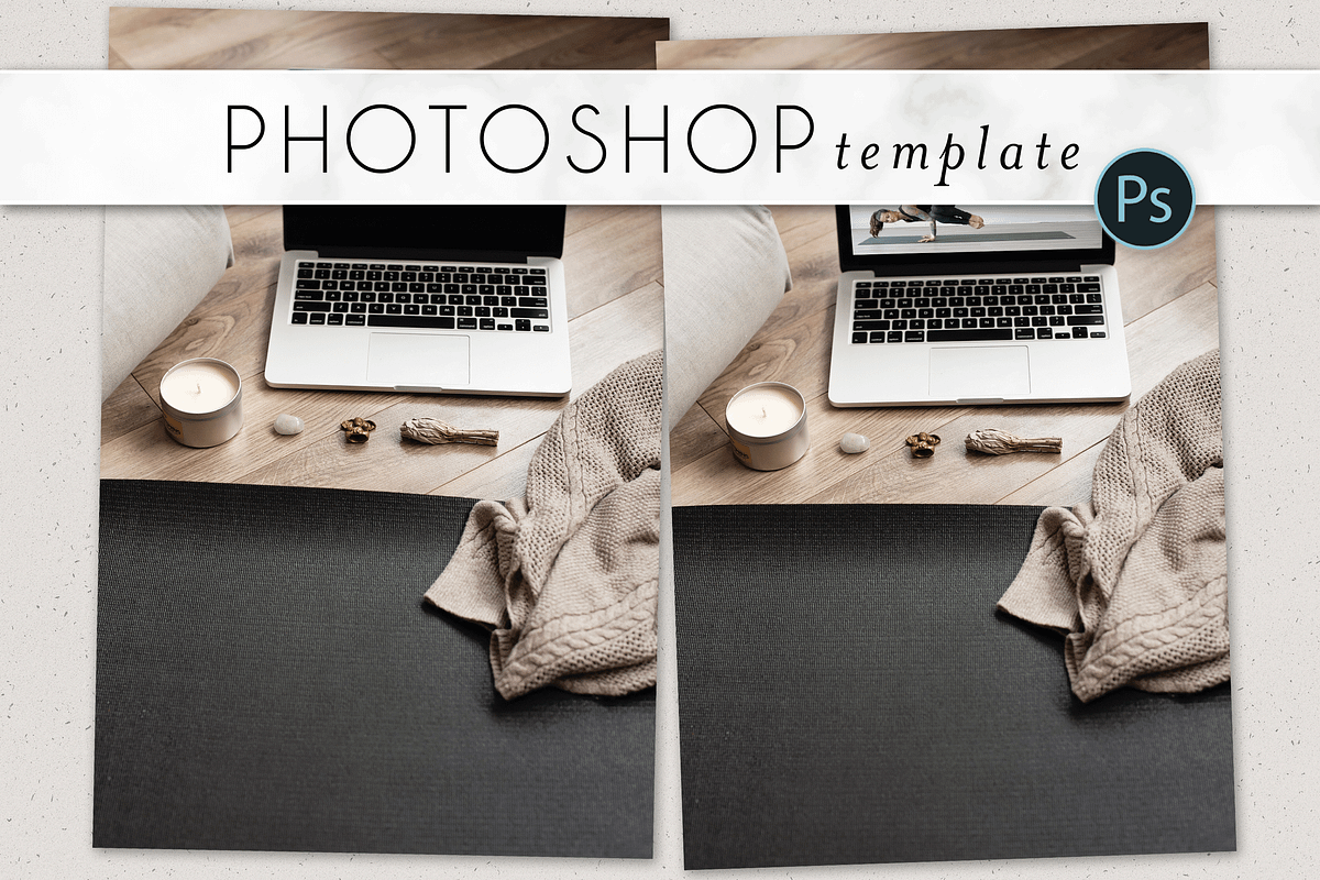 Cozy Yoga and Laptop Mockup, a Books & Magazine Mockup by Ashley Alexandra Design (Photo 1 of 3)