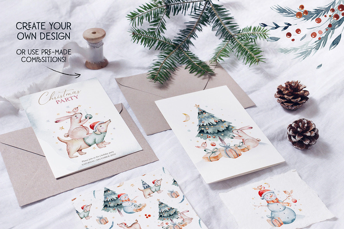 70% off Watercolor Christmas Bundle, an Animal Illustration by Peace ART (Photo 8 of 37)