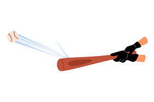 Baseball flies away from impact of, an Object Illustration by Vectorbuum