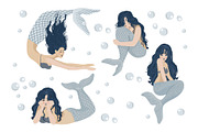 Mermaids and under the Sea clipart, an Object Graphic by KupalinaArt (Thumbnail 2 of 10)