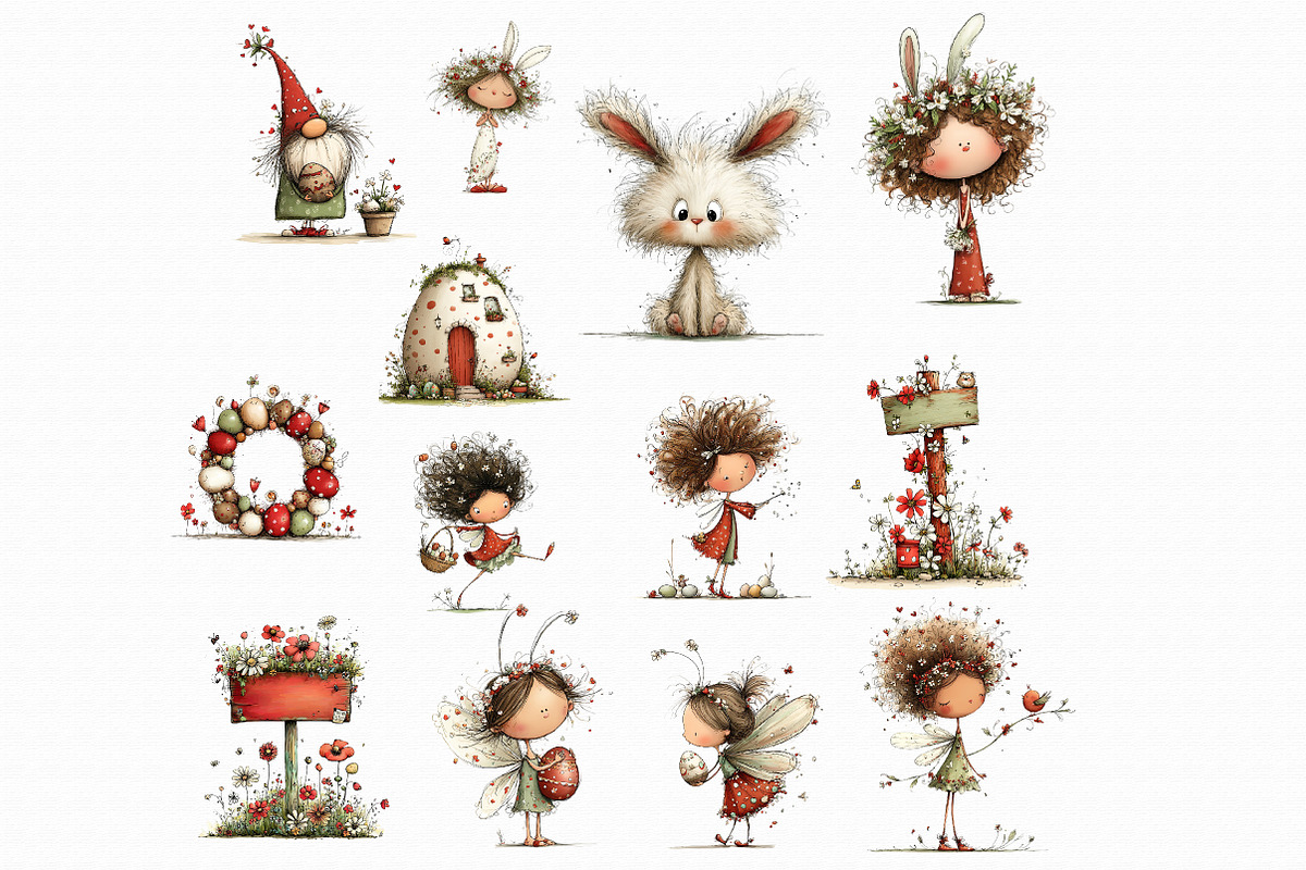 Whimsical Happy Easter Clipart, an Illustration by Libby Wishes (Photo 2 of 7)