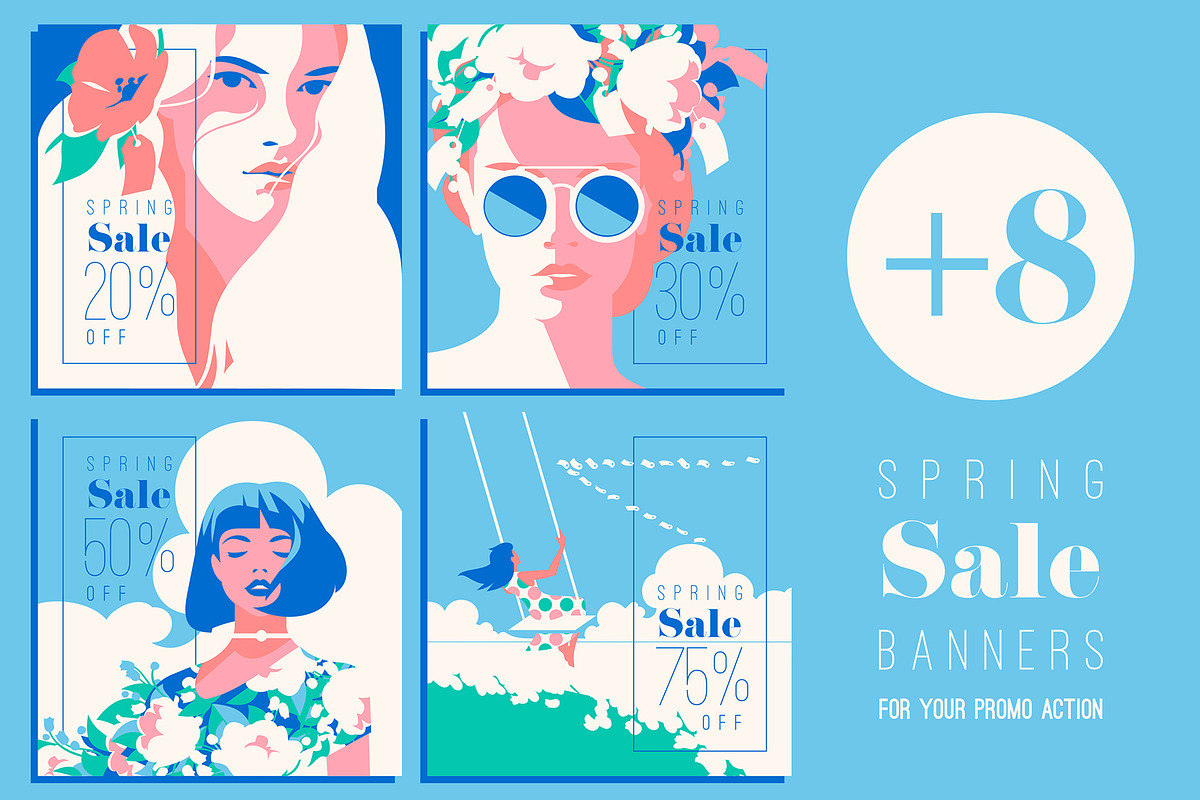 8 Spring Posters & Sale Banners, a Decorative Illustration by Alexander Baidin (Photo 6 of 7)